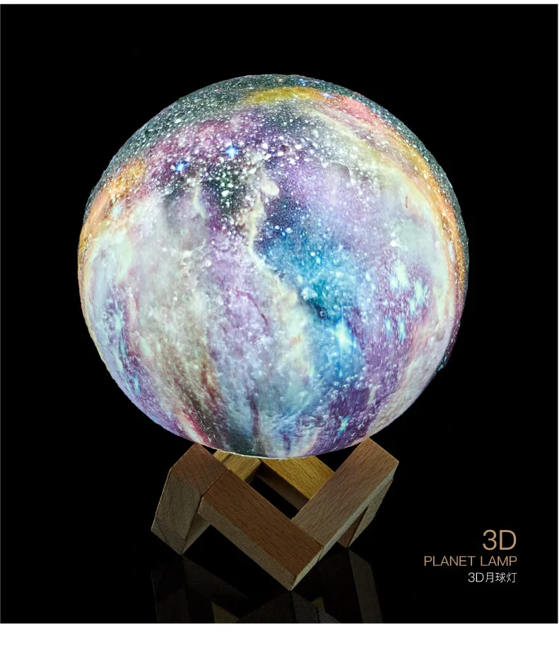 3D Smart 16 Colors Brightness Changeable Usb Rechargeable Led Moon Night Light 3D Print Creative Color Gift Led Moon Lamp