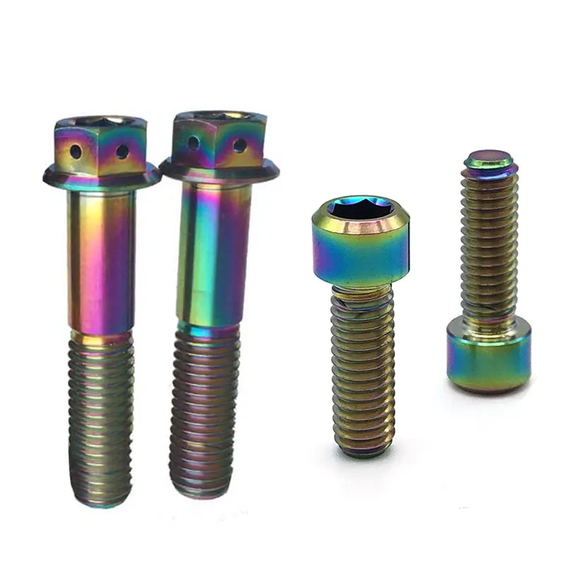 M3 M4 M5 M6 M8 Gr2 Gr5 Grade 2 Grade 5 Titanium alloy Steel Anodized titanium screw Hex bolt Serrated Flange Bolt manufactur