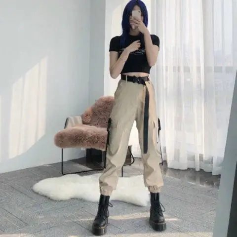 Black Cargo Pants Women Hippie 