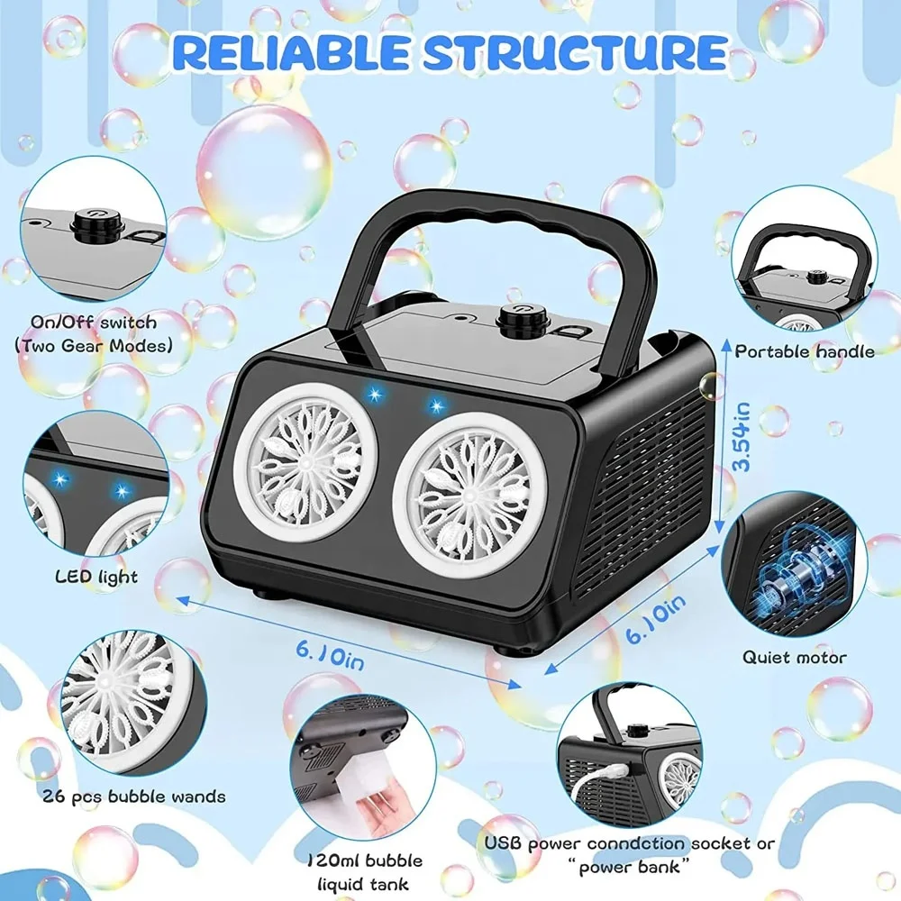Fog Bubble Machine SHCKE Automatic Bubble Machine - 10 Holes, 20000 ...