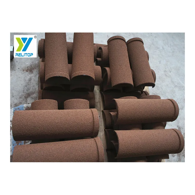 Relitop Factory Stone Coated Step Tile Roofing Sheet Accessories Circular Hip Bent Tiles Barrel Roofing Ridge Tile