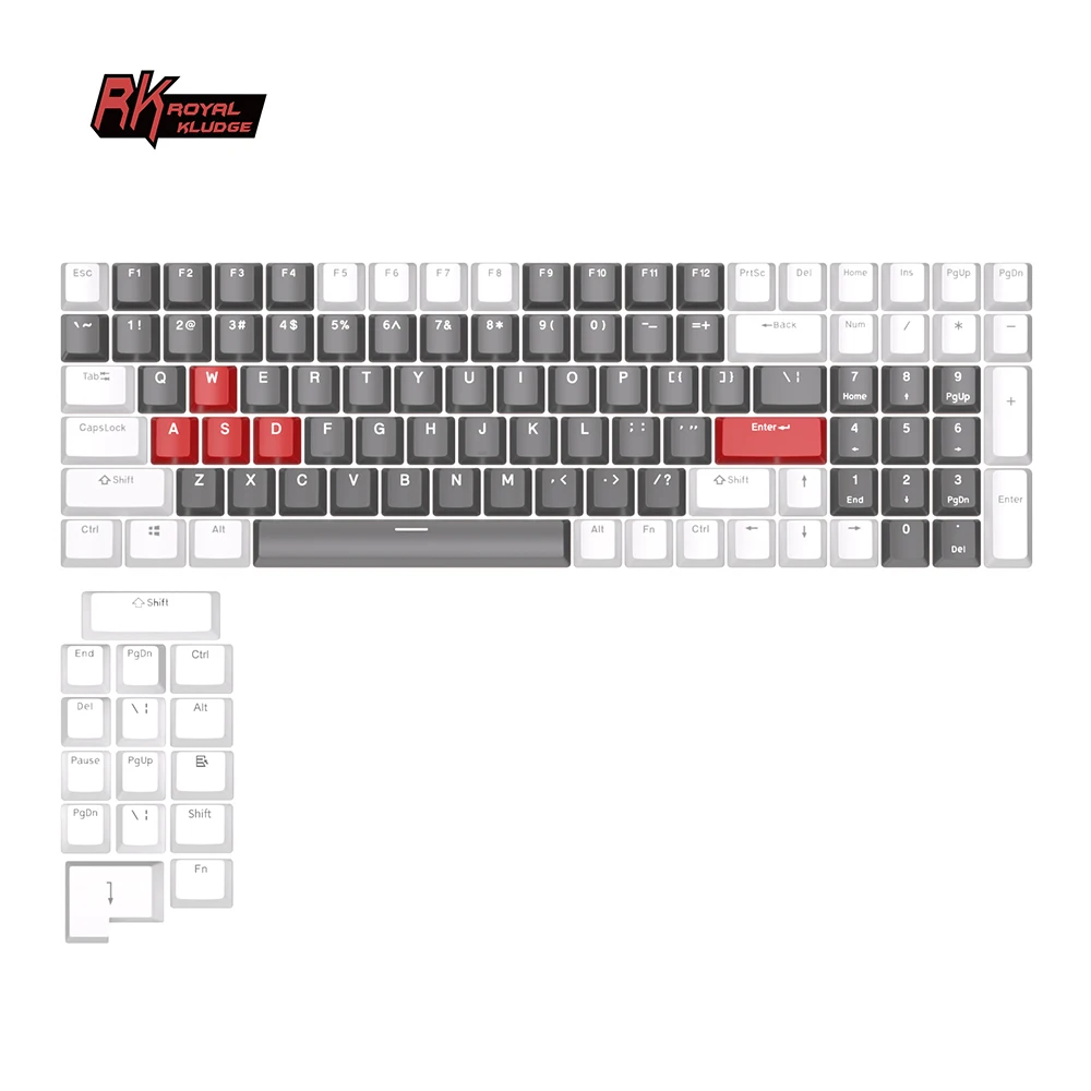 RK  KLUDGE メカニカルキーボード カスタムキーキャップ Royal Kludgeカスタム3色115キーpbt昇華型フルセットメカニカル
