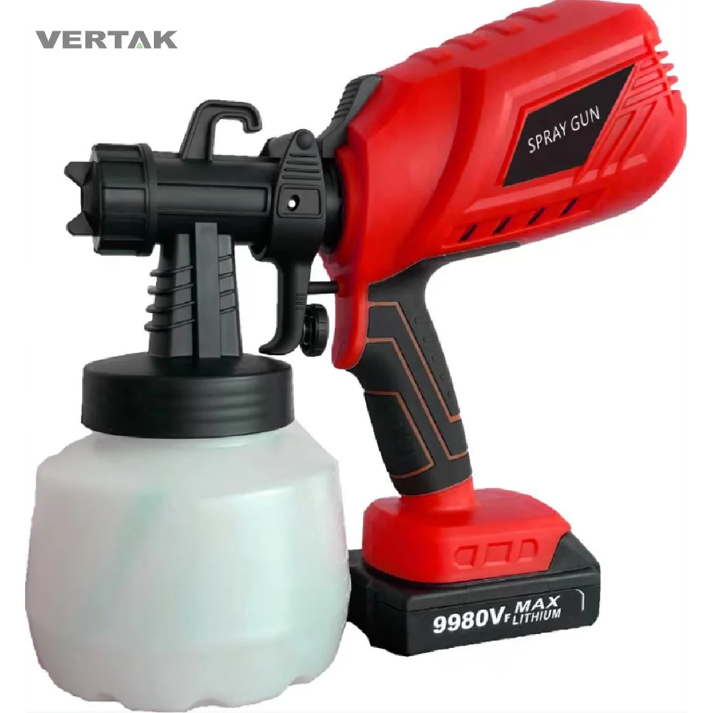 Vertak No Load Speed 32000rpm Cordless Paint Spray Gun 1200ml Spot Capacity 20V DC Paint Sprayer Gun