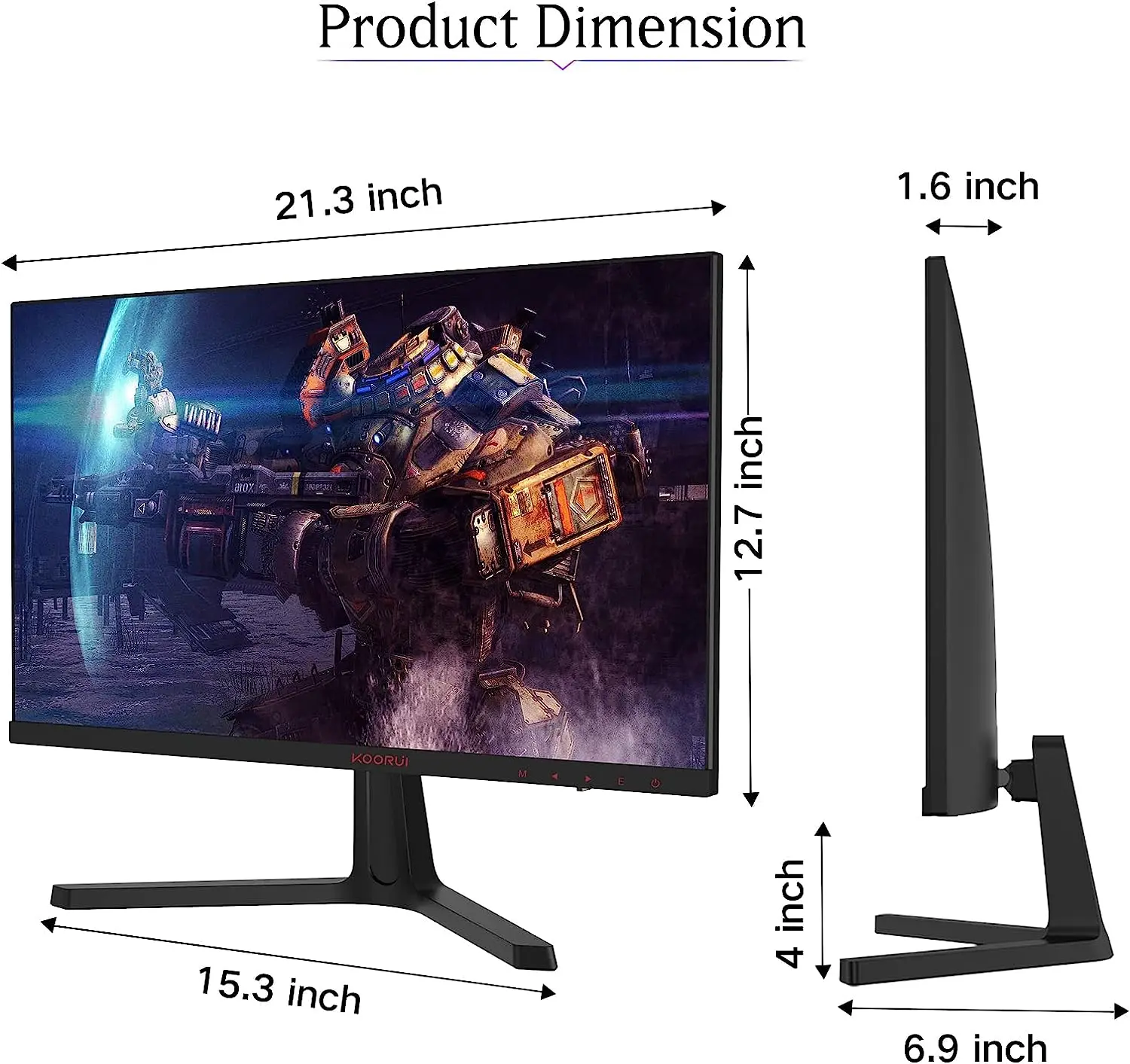 KOORUI 24英寸电脑显示器-FHD 1080P 165Hz VA 1ms电脑游戏显示器