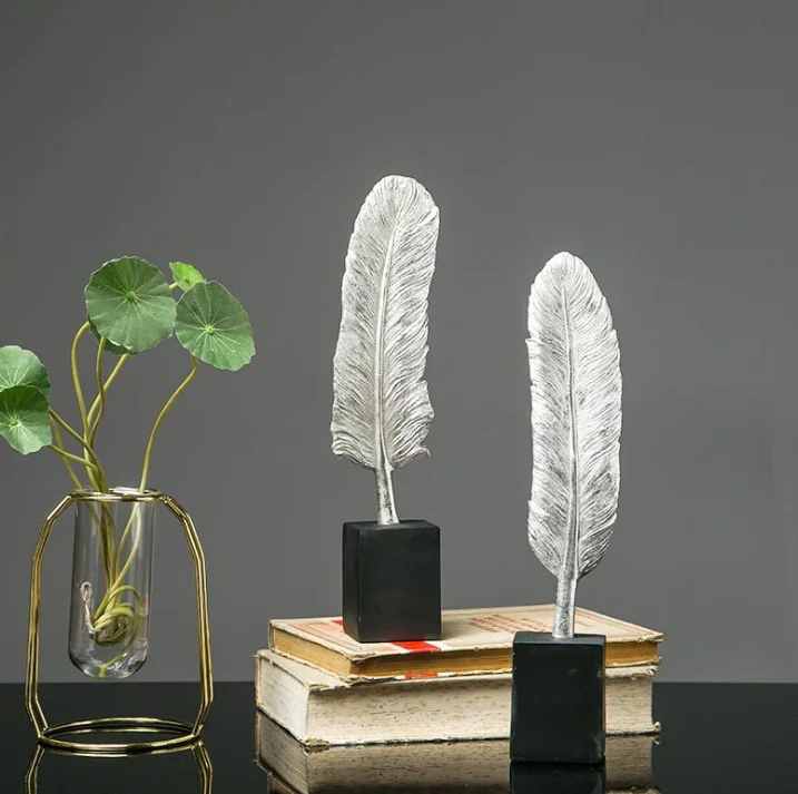 Retro Style Resin Feather Lattice Art Creative Handicrafts Furnishings Resin Craft