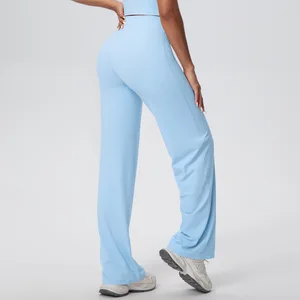 High Waist Elastic Waist Cross-Border Yoga Pants Loose Slimming Outdoor Sports Fitness Running Hip-Lifting Straight Naked Tight