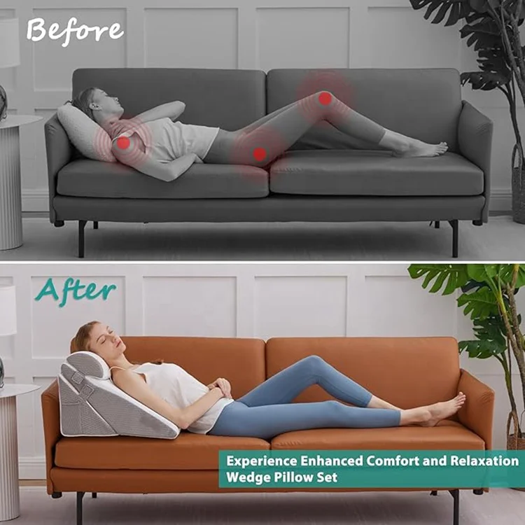 Sleeping Wedge Pillow Adjustable Memory Foam Incline Pillow for After Surgery Acid Reflux and Snoring Triangle Wedge Pillows