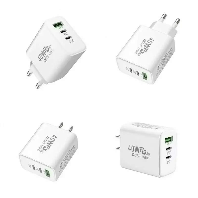 40w Typec + Usb Charger 3usb Dual Pd Adapter Multiple Plug Dual C And A Multi Port Fast Wall