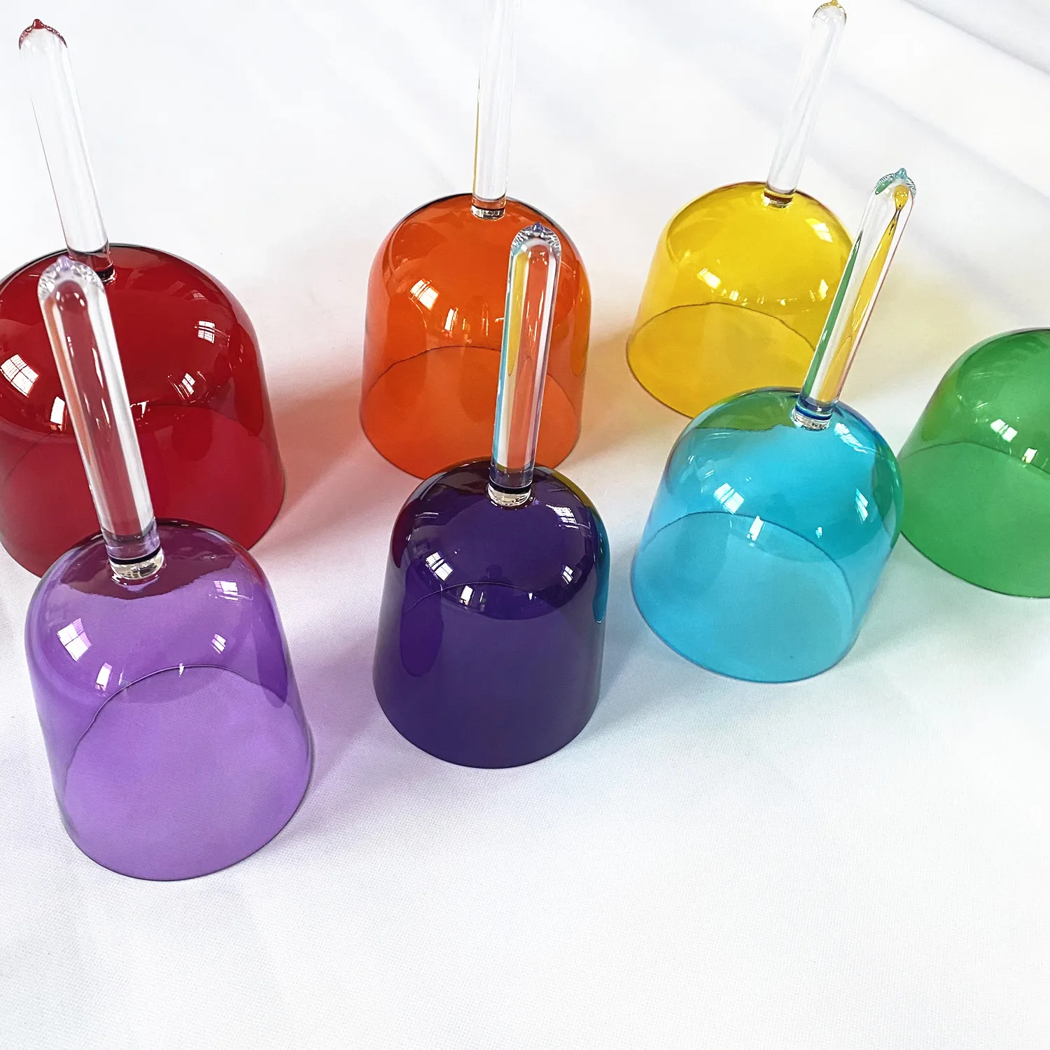 HF оптовая продажа чакр настраиваемая Хрустальная Поющая чаша набор звукоисцеляющая прозрачная цветная ручная с