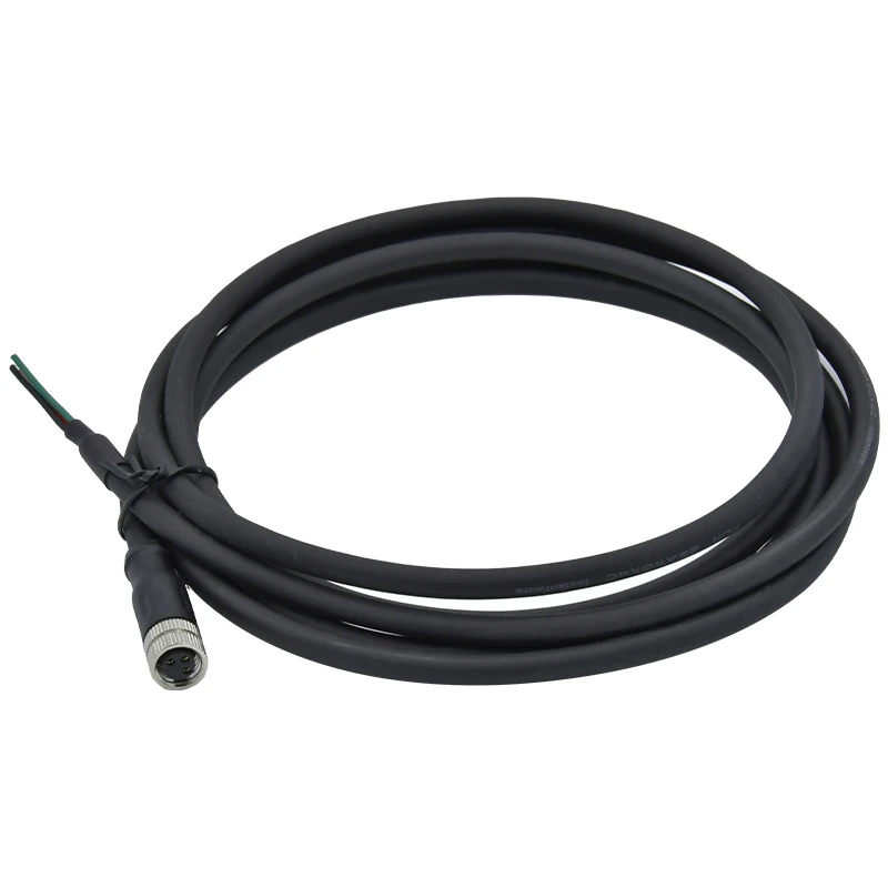 M8 waterproof extension cable connector 3 4 5 6 8pin straight male plug m8 overmolded connector to open