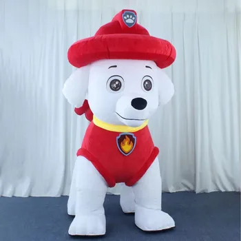 MOQ 1 PCS Inflatable Cartoon Mascot Costume Patrol Dog for Parade Party Events Christmas-themed Plush with Helmet Accessory