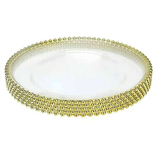 Christmas Festive Charger Plate Gold Or Silver Color Bead Party
