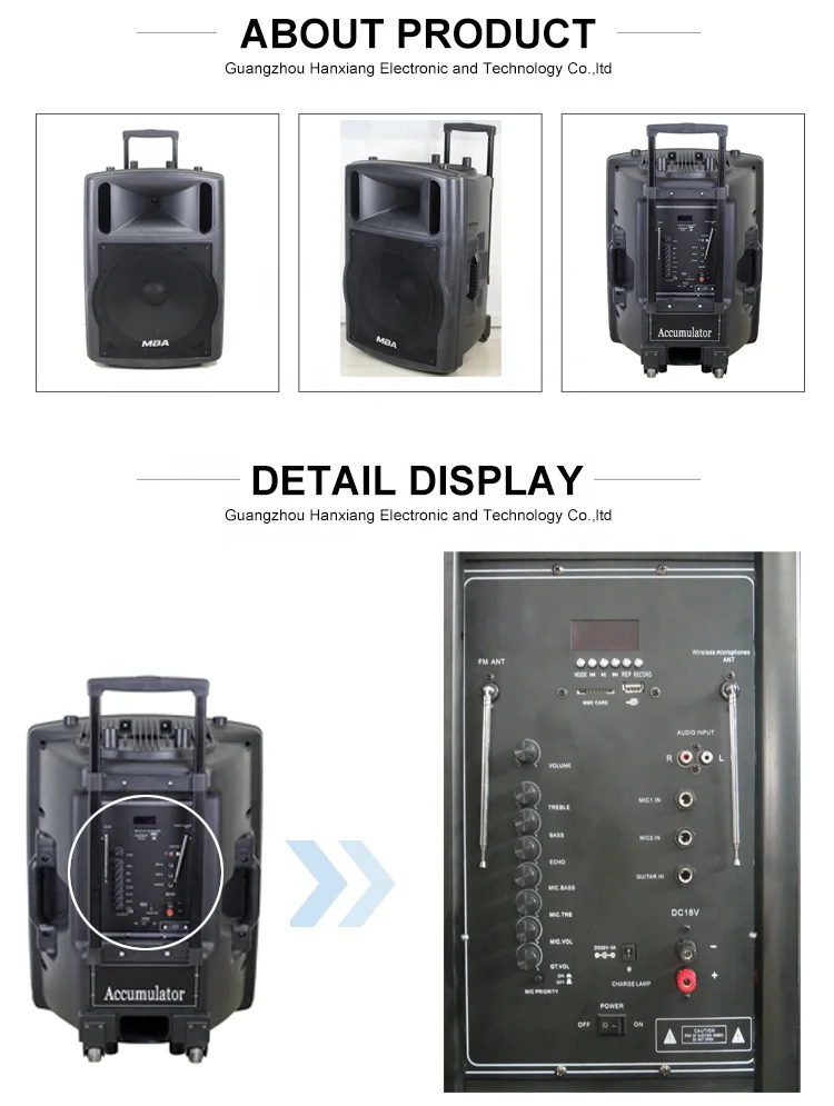 MBA 18 Inch Woofer Trolley Speaker Karaoke Best Quality DJ Blue Tooth Big  Powerful Outdoor Wireless Speaker