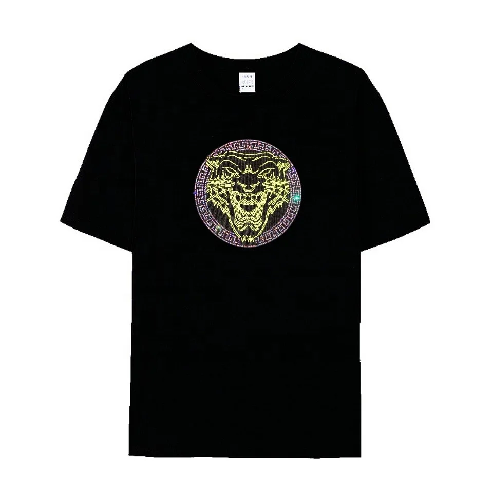 Free sample Ready tiger design iron on wholesale rhinestone template heat transfer