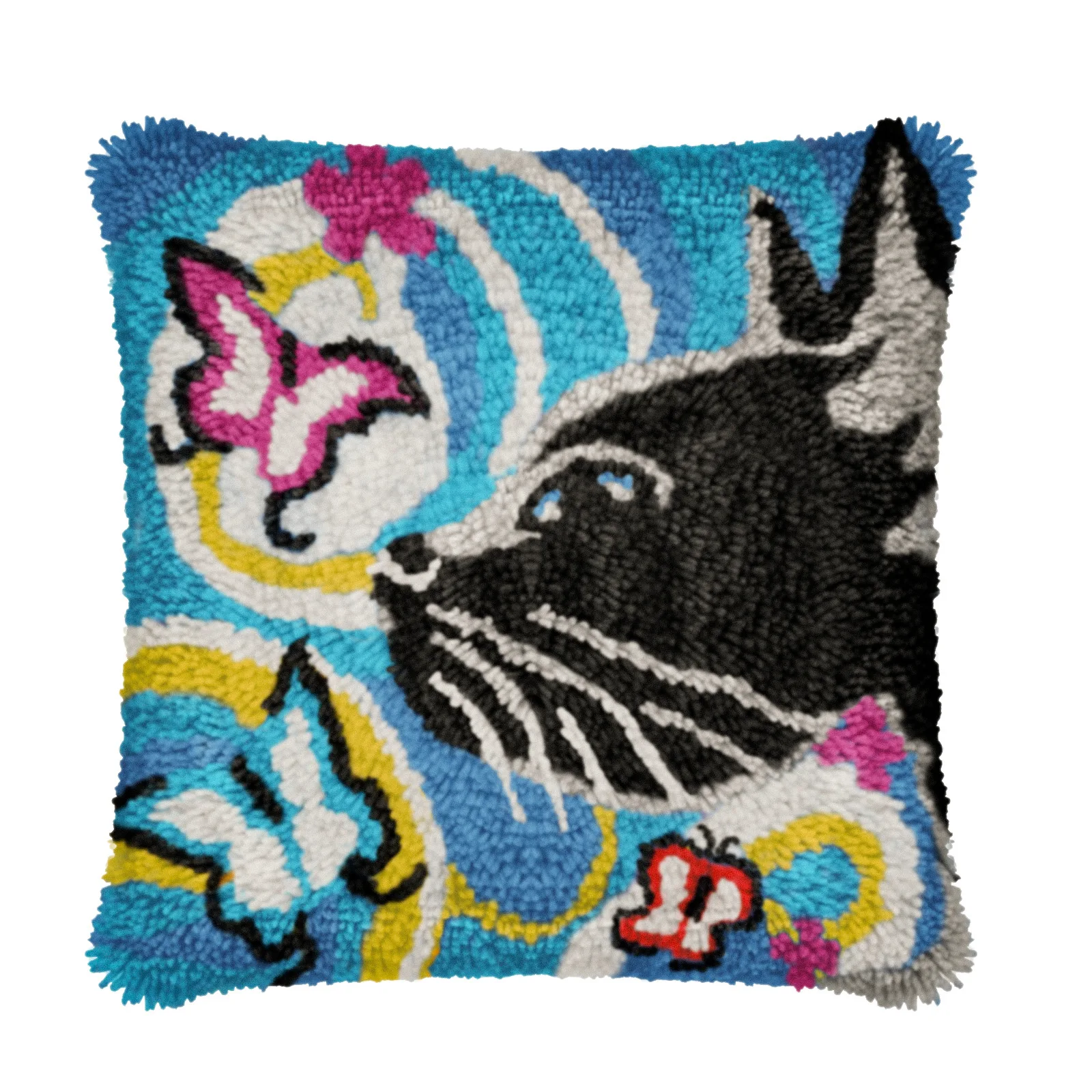 Manufacturers Supply Wool Carpet Embroidered Latch Hook Pillow Kits Cartoon Owl Pattern Plush Sofa Cushion