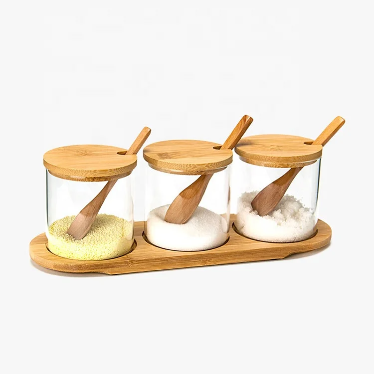 Tarro De Almacenamiento De Vidrio Con Tapa De Bambú Hermético