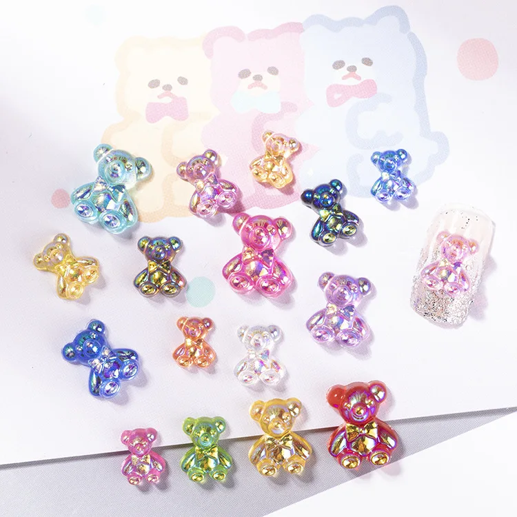 Kawaii Resin Nail Art Charms 6/7/9/10mm Gummy Bear Candy Design Mix ...