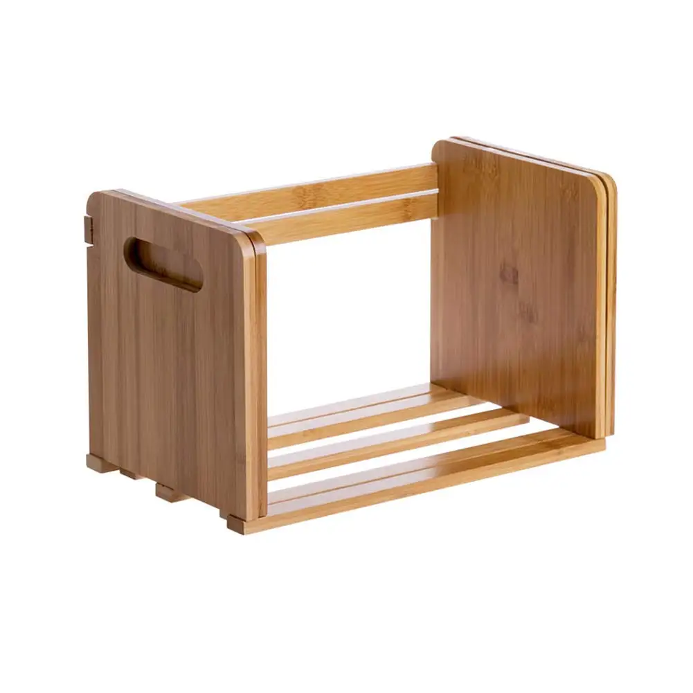 Modern Single-Tier Bamboo Bookshelf Adjustable Desktop Storage Rack Display Countertop Platform Bookshelf