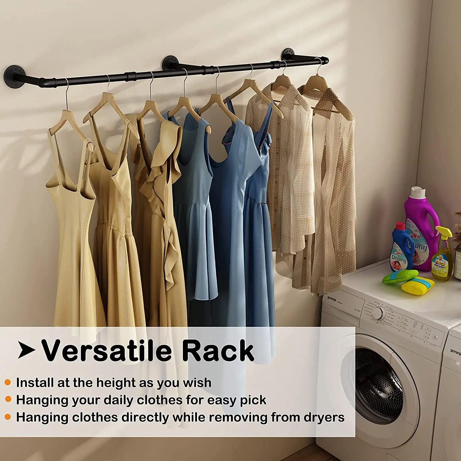 Wall Mounted Coat Hook | Industrial Pipe Wall Hook | Clothes Rack | Metal  Clothing Hook | Laundry Room Hanger | Garment Storage