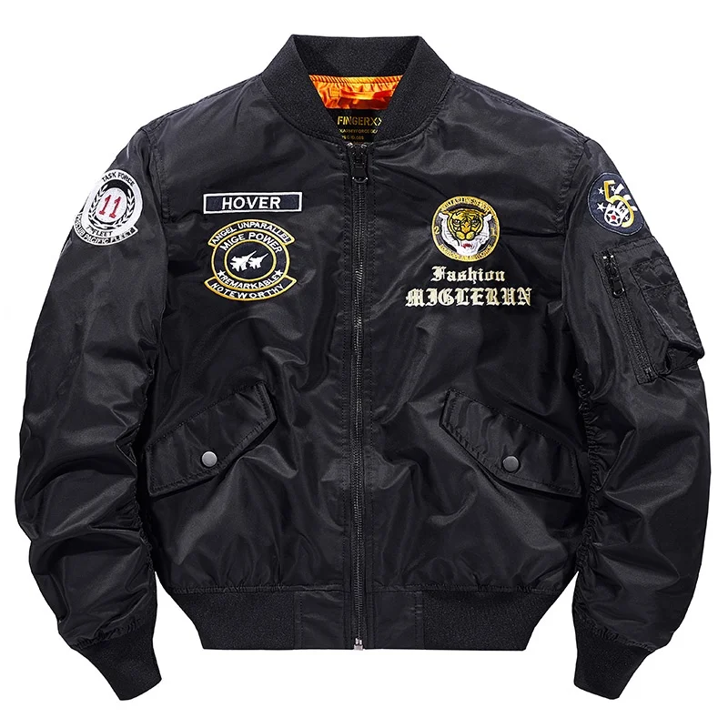 2022 Autumn Men's Tiger Embroidery Jacket NASA Patches Bomber Jackets  Windbreaker Pilot Cargo Coat Men's Bomber Jacket