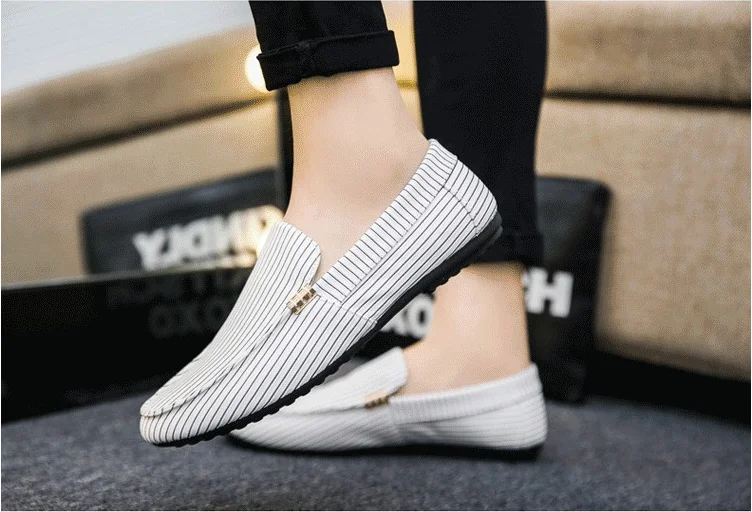 2022 New Fashion Men's Loafers Breathable Flat Canvas Shoes Comfortable ...