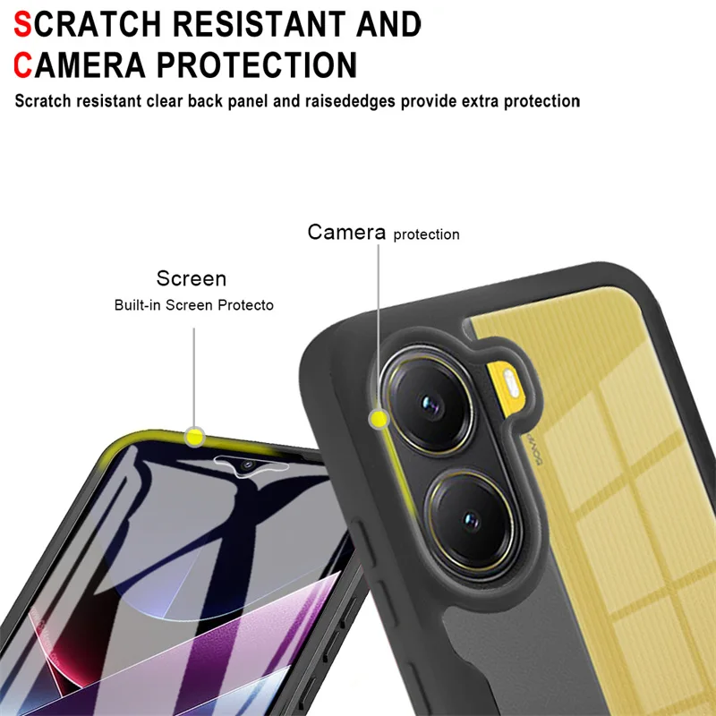SEAHAI Trasparente Cover per Xiaomi POCO F6 5G, con Protezione Schermo Integrata, 360 ° Completa Protezione Antiurto Rigida PC + TPU Bumper Silicone Custodia. Viola