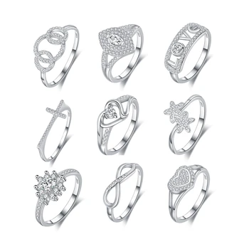 wholesale fashion 925 silver rings jewelry women 925 sterling silver diamond rings women wedding engagement gift