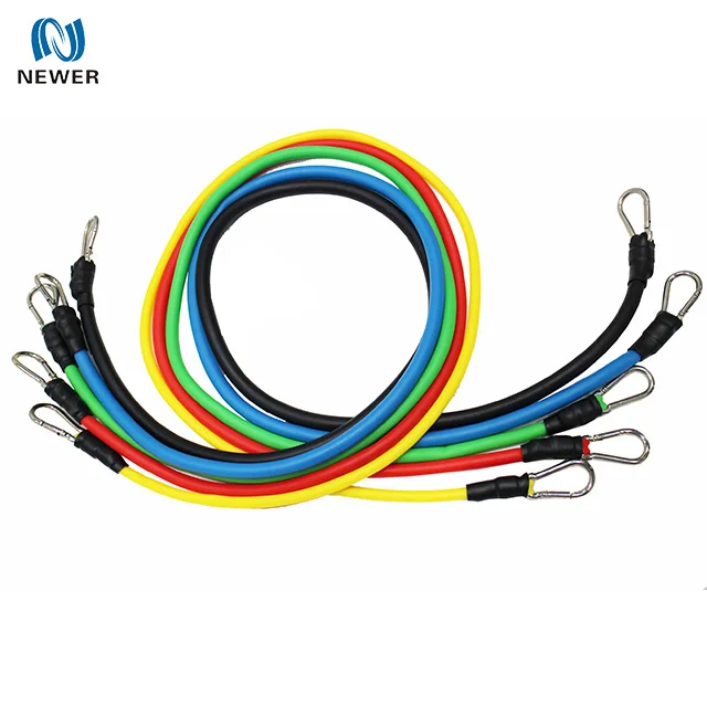 Оптовая продажа эластичных спортивных эластичных лент из термопластичного эластичного латекса для фитнеса 11 шт. набор эластичных лент и трубок, ленты для тренировок с ручкой