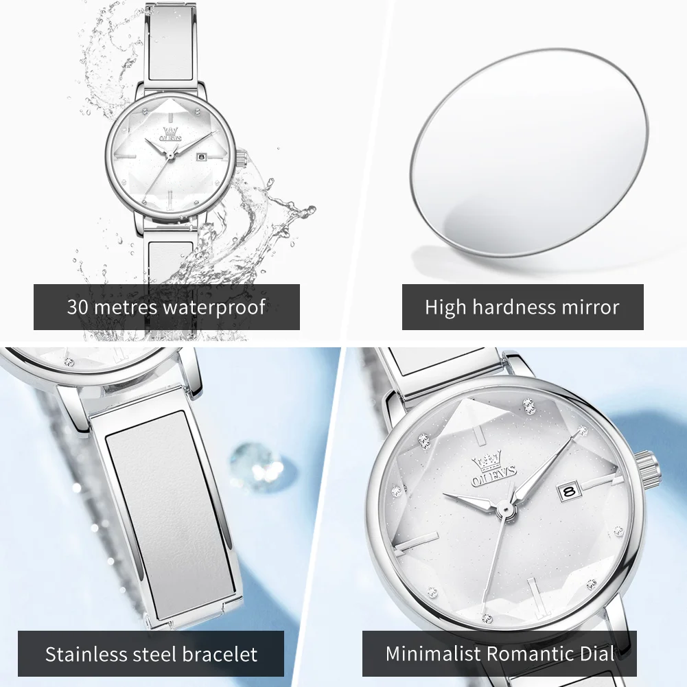 OLEVS Luxury Ladies Diamond Stainless Steel Watch