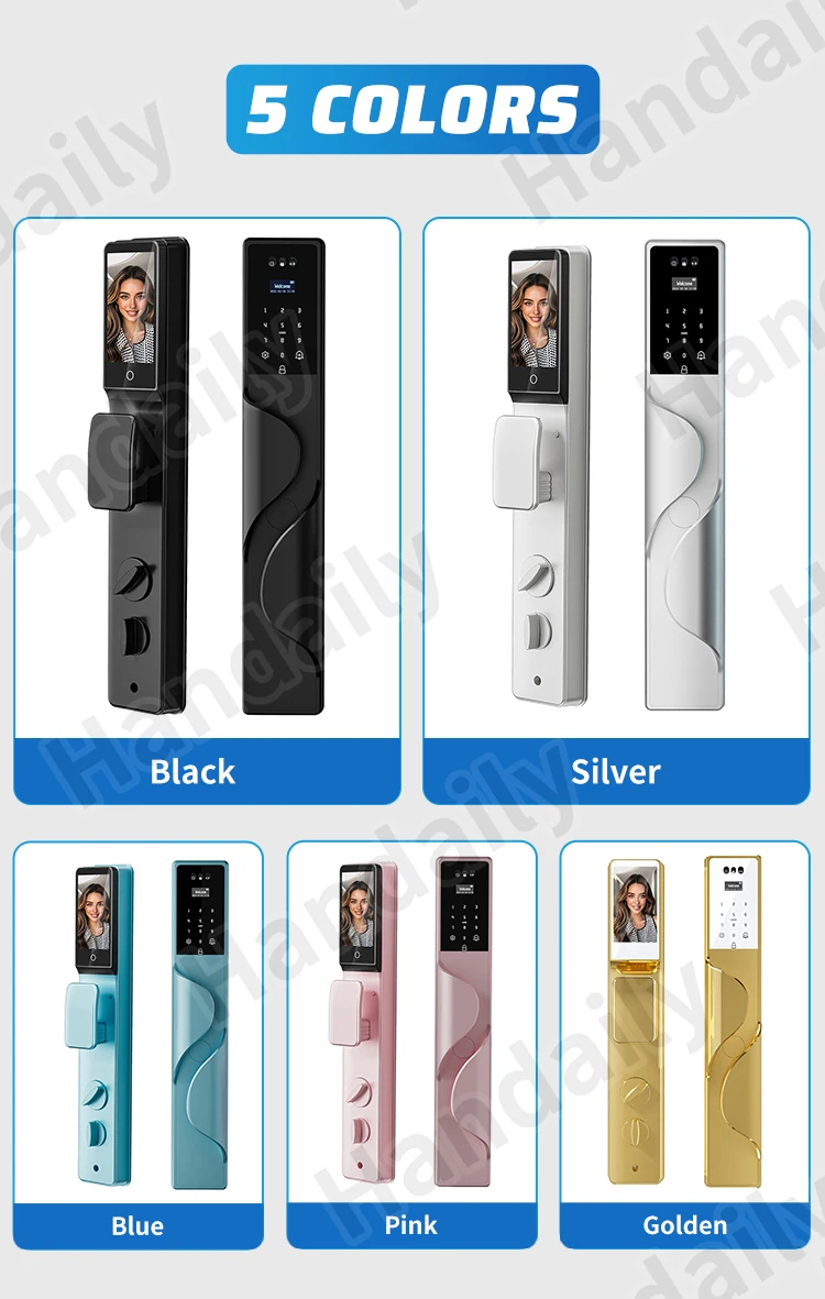 handaily palm face recognition smart lock tuya wifi video monitoring intercom smart door lock with 6590 mortise s9-15