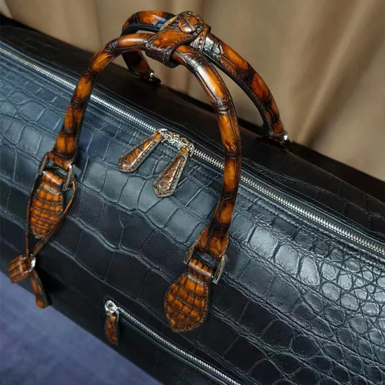 Genuine Crocodile Leather Boston Duffle Bag for Men - Luxury