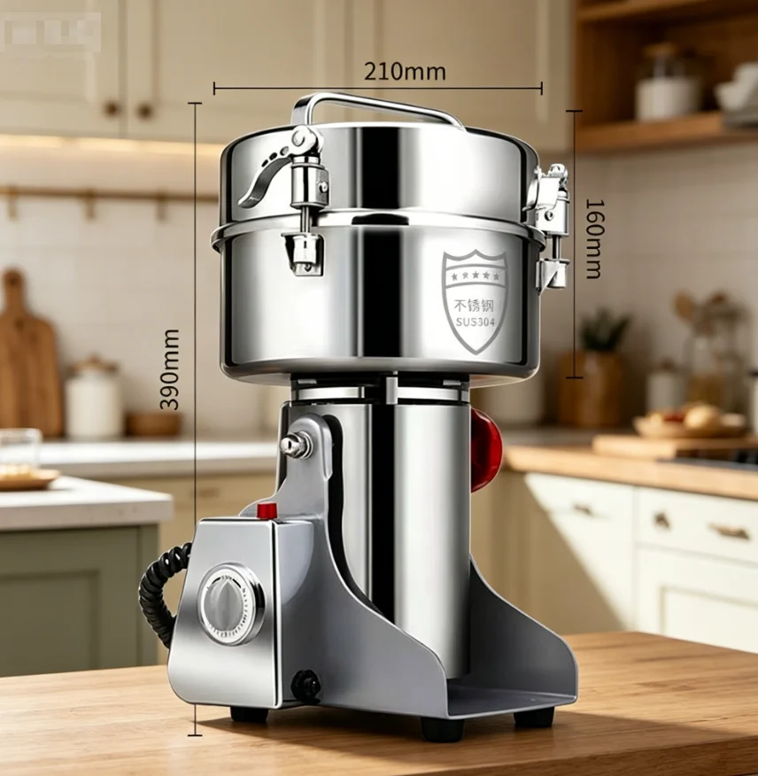 Stainless Steel Electric Grinder for Spice, Coffee Beans, Grains, Corn, Soybeans & Peanuts Vertical Grinding Crushing Equipment