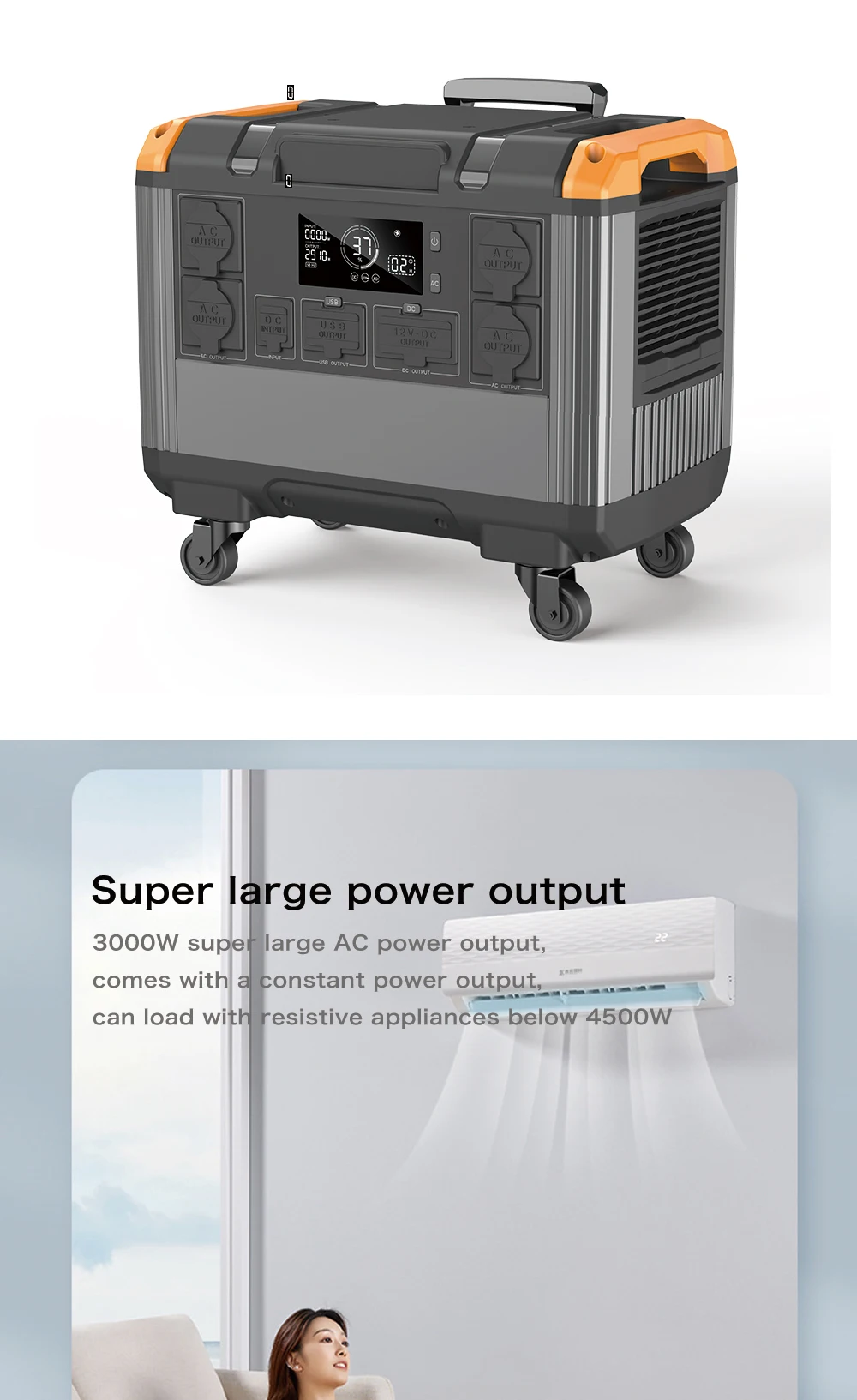 Wholesale 3000W Portable Power Station with 3 DC Output Solar AC System for Electricity Generation MPPT Solar Energy Controller details