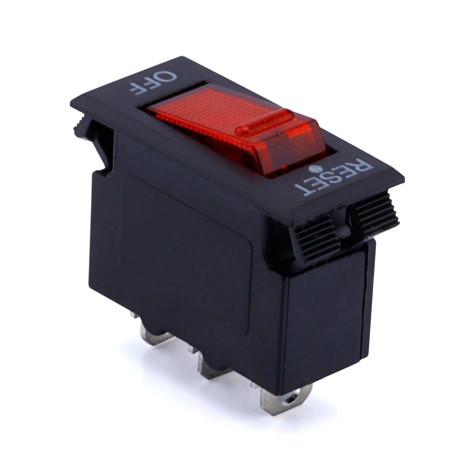 220V 빨간색 버튼 3 핀 회로 차단기 스위치 5A 10A 15A 250VAC 로커