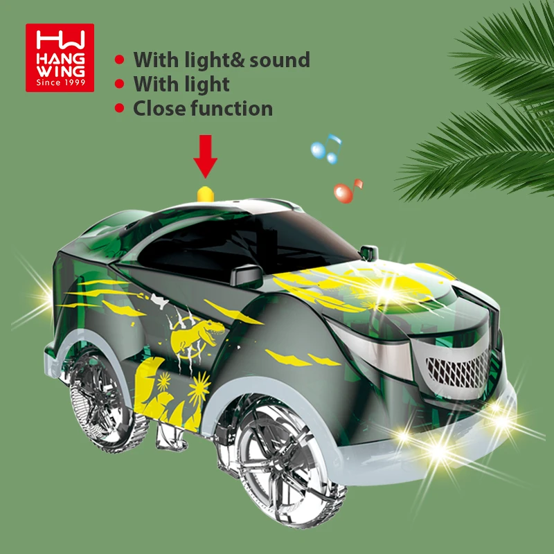 134pcs 6channel Remote Control Rotating Roller coaster DIY Assembling Dinosaur Track Car with Lights Kids Toys Gifts