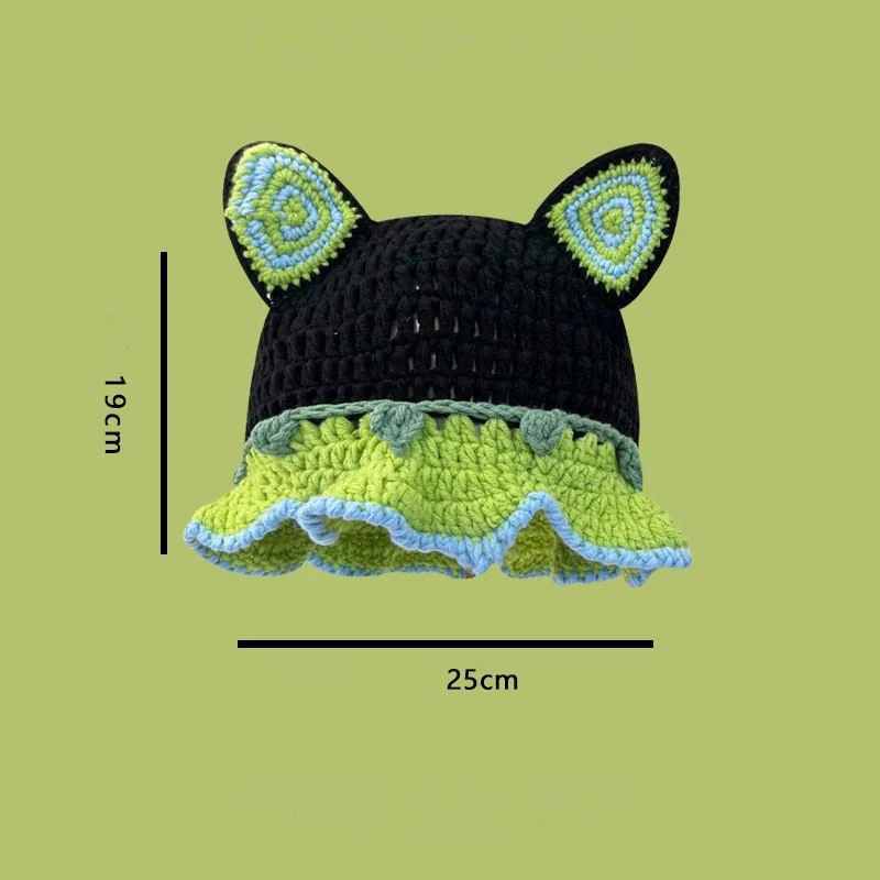 Wholesale monster hand-knitted hat women winter quirky cartoon green knitted hat with tentacles
