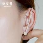Earrings New Design Heart Shape Gold Plated Shiny Zircons Setting Puncture Earrings