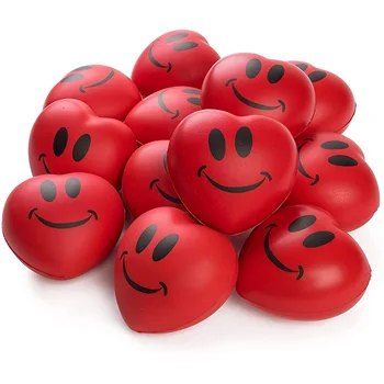 Valentines Day 7cm Smile Face Squeeze Stress Relief Heart Shape Anti Stress Ball for Kids and Adults