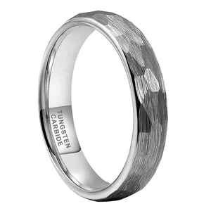 Coolstyle Jewelry Wholesale Dropshipping 4mm Hammered Tungsten Carbide Ring for Women Men Trendy Engagement Wedding Band