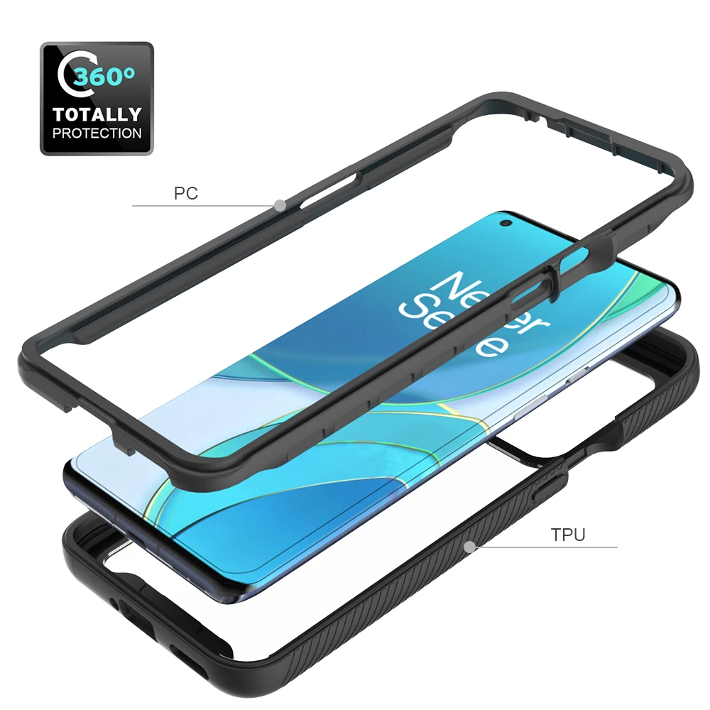 Rubber Frame Armor Grade Defender PC TPU Rugged Shockproof Case For OnePlus Nord N300 N200 N10 N20 10T 10 Pro 5G Cover