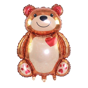 Korea Hot Deal Cute Brown Little Bear Mylar Foil Balloons Baby's Birthday Party Photo Props