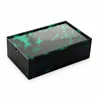 Caja de mahjong verde oscuro con remolino esmeralda de 141 mm x 234 mm x 74 mm