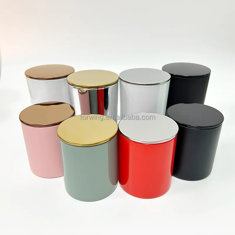 Luxury Iridescent Candle Jar Unique Holographic Electroplate Glass Candle Jars Holder with Metal Lid supplier