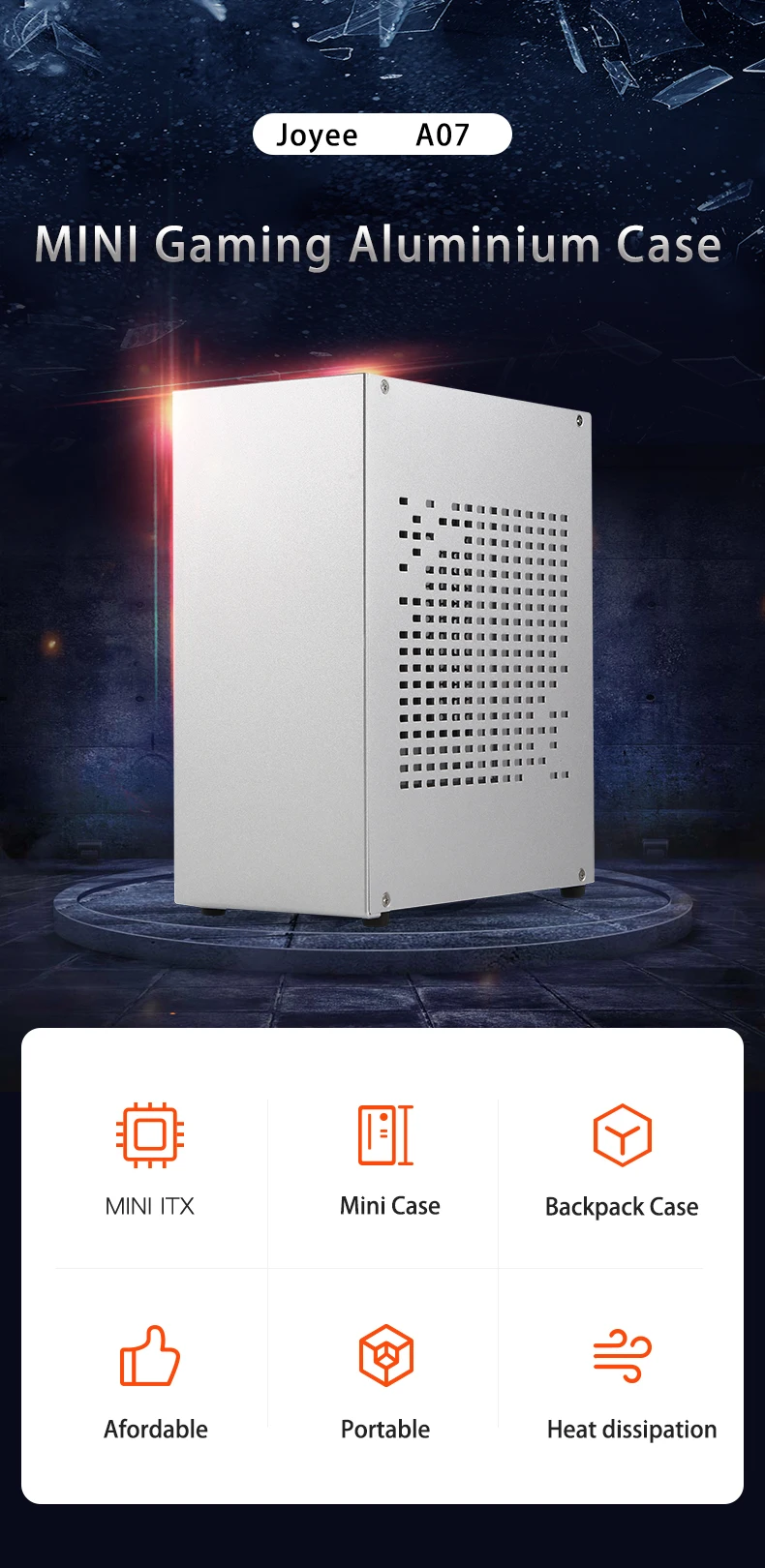 Joyee A07 Gaming Aluminium Miniitx Computer Case Desktop Backpack Flex