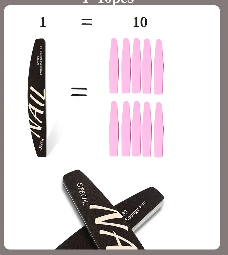 Nail File Half Moon Shaped Sponge File Nail Surface Polishing Sponge Rubbing Strip