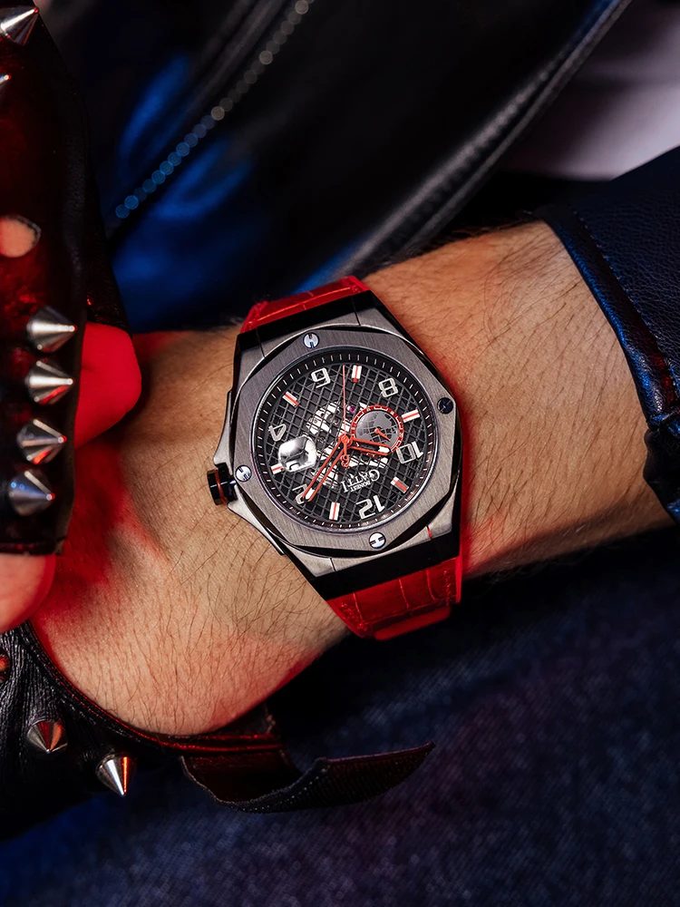 Bonset Gatti Luxury Brand Watches Men Automatic Mechanical Watch Waterproof Luminous Genuine Leather Wrist Watches Man BG8701