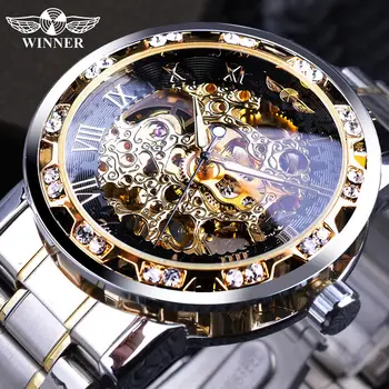 Winner Transparent Fashion  Luminous Gear Movement Royal Design Men Top Brand Luxury Male Mechanical  Wrist Watch