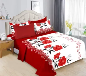 Elegant King Size Bedding Set 6 PieceWith Soft Fitted Sheet and Comfortable Bed Sheet Complete Bed Set for Luxury Bedroom Hotel