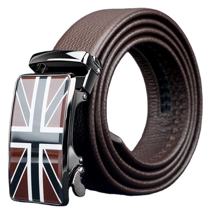 Cinturón Hombre Cuero Cinturones Piel con Hebilla Automática 6x4cm para Hombre Ancho 35mm
