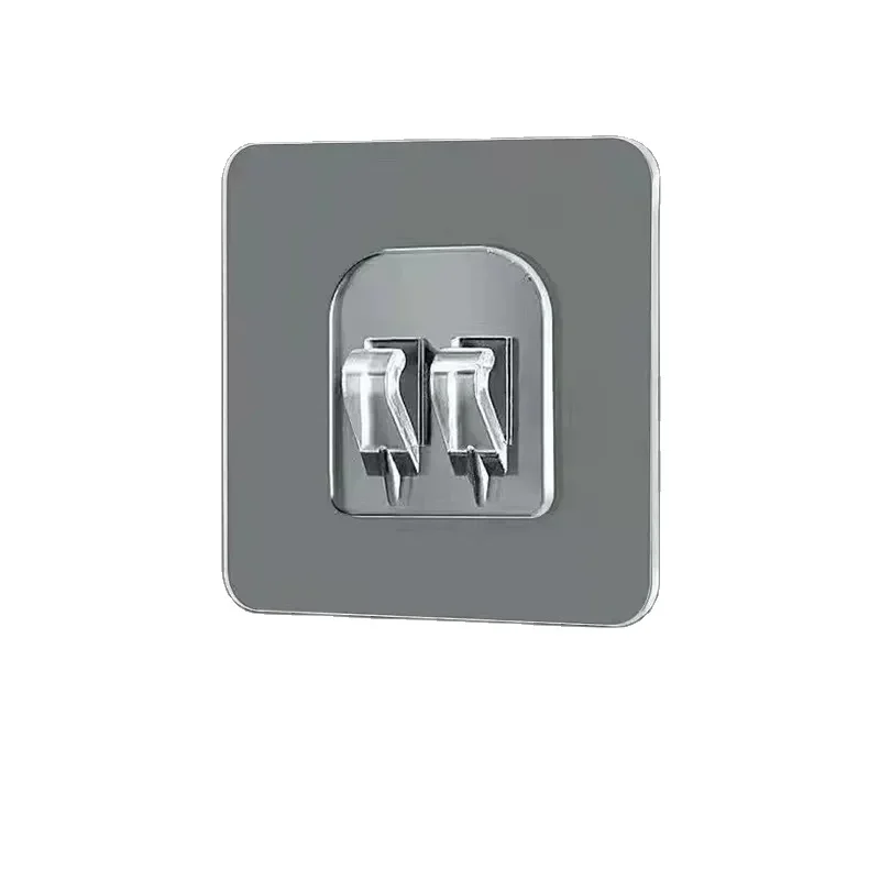 Transparent Stainless Steel Reusable Seamless Self Adhesive Single Multifunctional Heavy Duty Hooks for Bathroom Kitchen Living